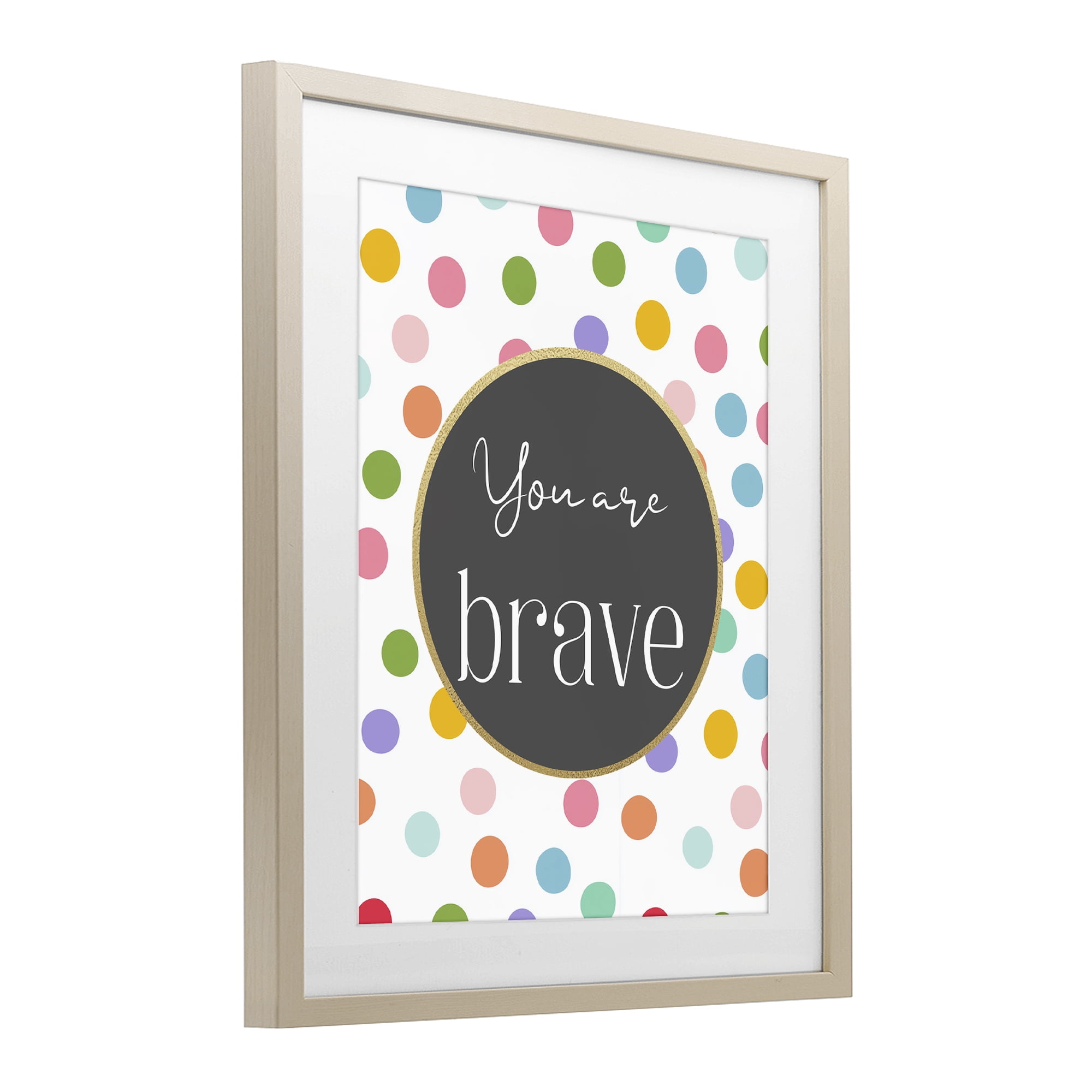 Stupell Industries You Are Brave Polka Dots Birch Framed Print Under Glass, design by Christine Simpson Art