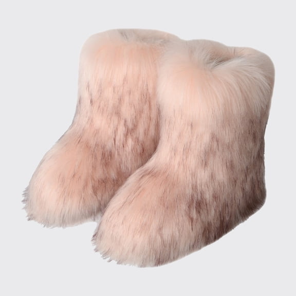 Women's Faux Boot Furry Short Boot Mid Calf Boots Warm Comfortable Outdoor Flat Shoes