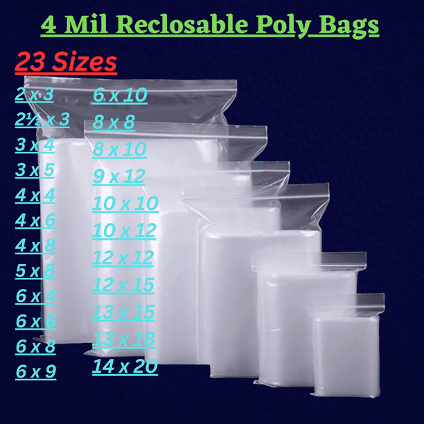Reclosable Clear Zipper Poly Bag 9 x 12 & (1000 Bags) 4Mil Clear