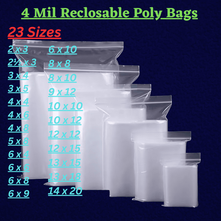 100 Set Reclosable Clear Plastic Poly Bags 3 x 3 Zip Seal 2mil Jewelry  Baggies