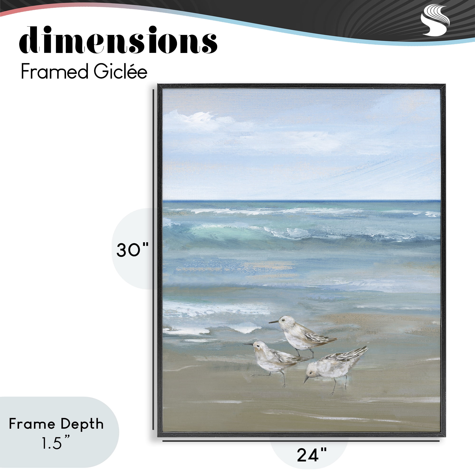 Stupell Industries Sanderlings on Gentle Waves Black Framed Giclee Art, design by Nan