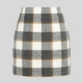 thumbnail image 2 of TTUHYWXI Bodycon Pencil Wool Mini Skirts for Women High Waist Plaid Skirt (Light Gray, S), 2 of 3