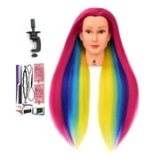30" Synthetic Fiber Mannequin Head (Long and Thick) Hairdresser Rainbow Unicorn Training Head Manikin Cosmetology Doll Head