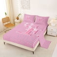 thumbnail image 2 of Feelyou Bow Letter E Bed Sheets for Girls, Pink Stripes Line King Sheets, 4pcs, 2 of 5