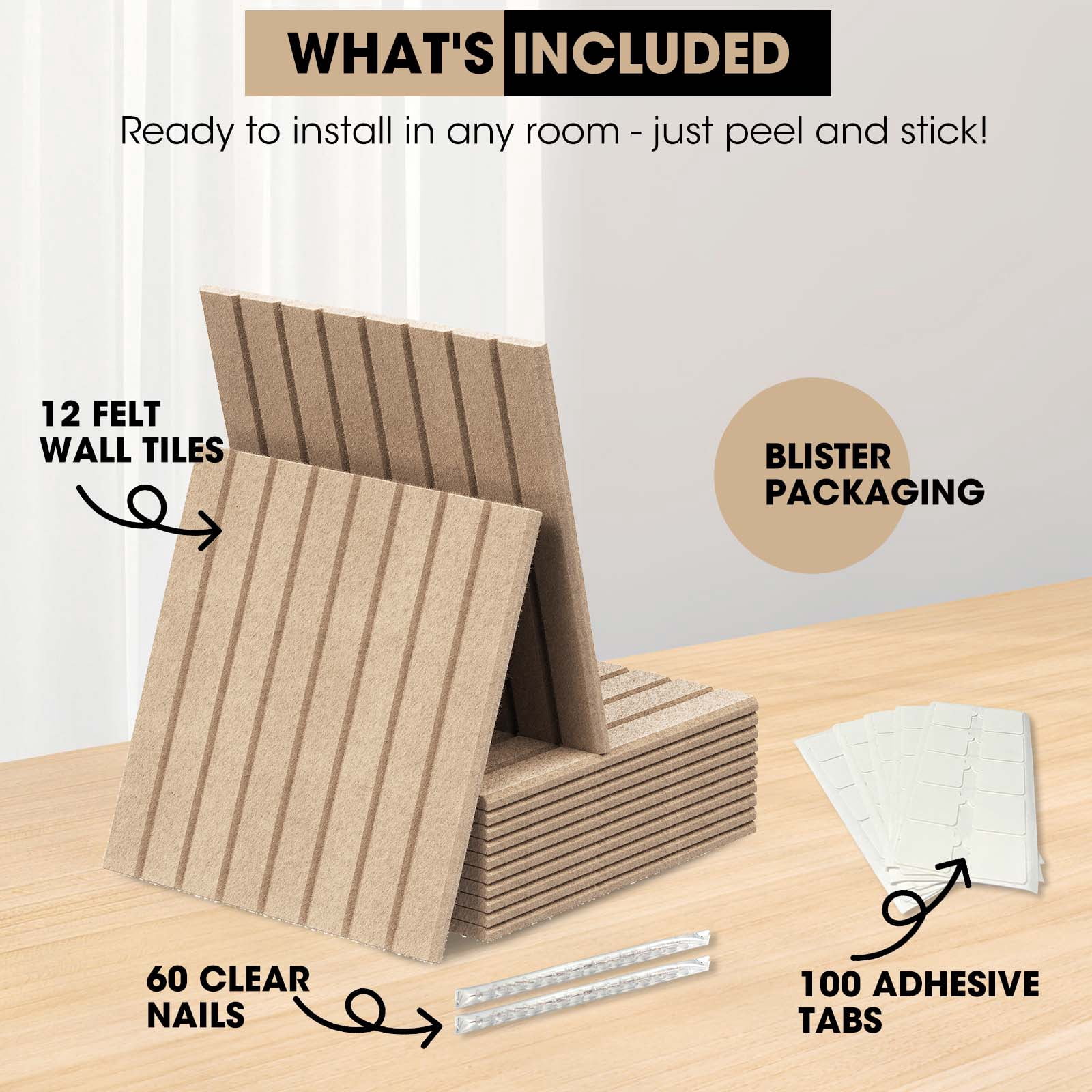 MYMULIKE 12PCS Vision Board - Cork Board for Walls, 48" x 36"  Cork Board Tiles, Felt Bulletin Board, Large Corkboard, Cork Panel for Office, Felt Wall Panels, Cork Panels, Corkboard Roll-Dark Camel