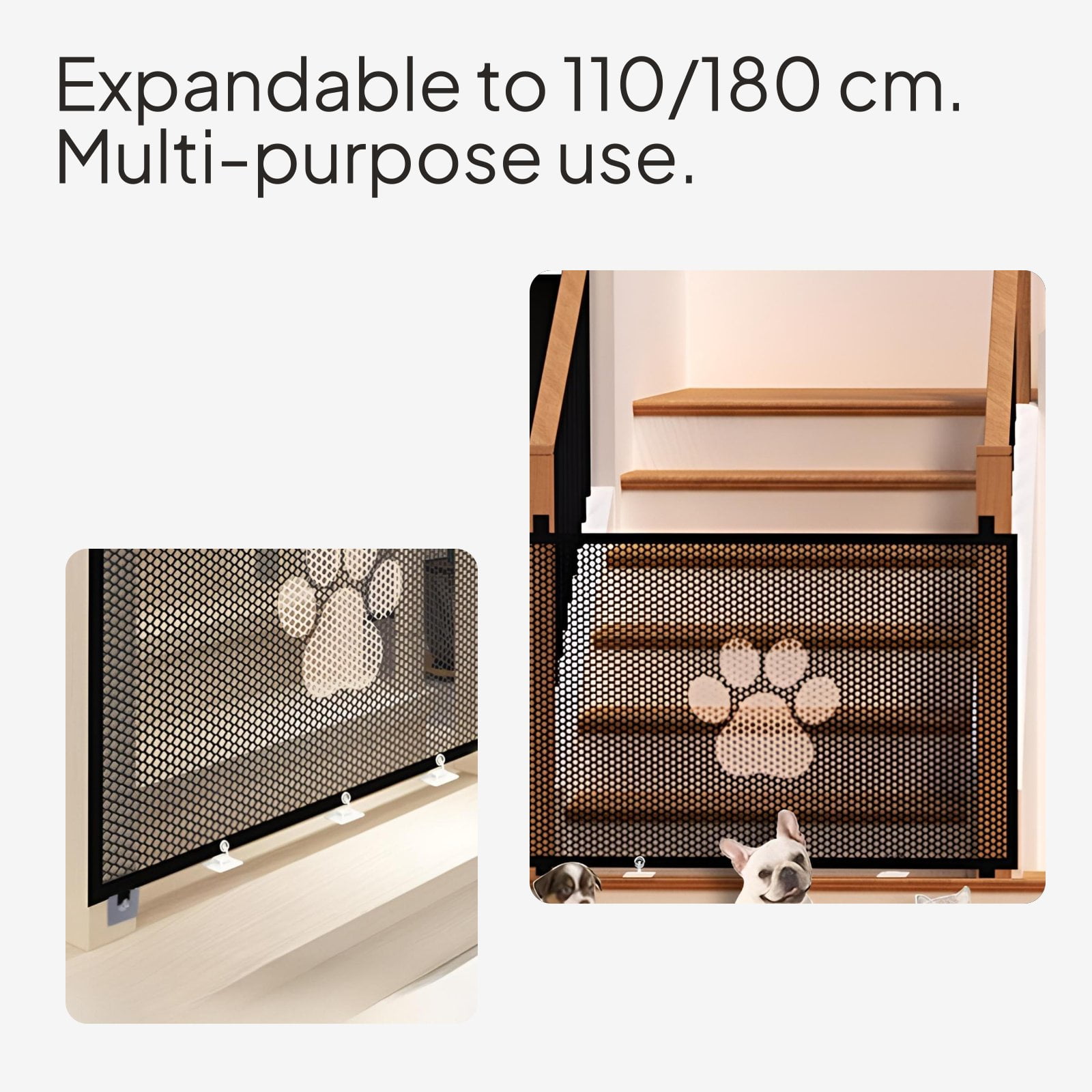 Tnarru Pet Gate Indoor Cat Barrier Dog Fence No-Drill Panel 180x78cm