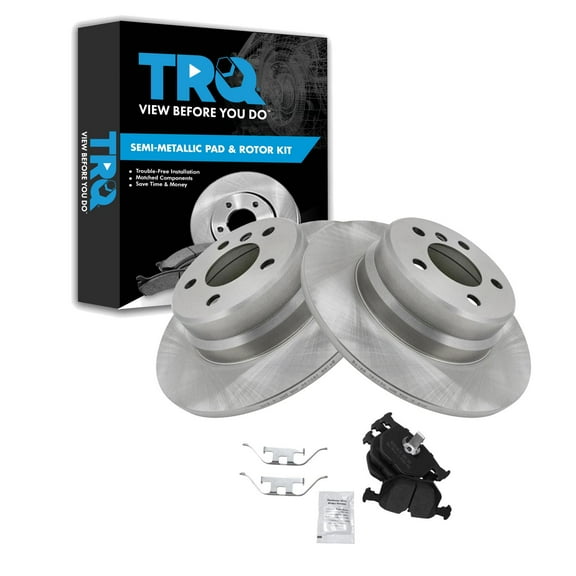 TRQ Rear Brake Pad & Rotor Kit Brake Pads Brake Rotor Semi-Metallic Fits Select 2000-2006 BMW X5