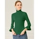 thumbnail image 2 of INSPIRE CHIC Suéter De Cuello Alto De Manga Larga Con Volantes Para Mujer Jersey De Punto Elástico Con Corte Ajustado Verde XL, 2 of 6