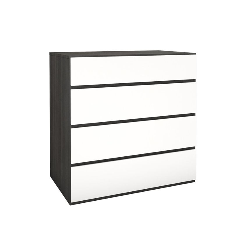 Atlin Designs Chest With 4 Drawers In White Lacquer And Ebony