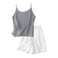 thumbnail image 4 of EnJoCho Teen Girls 2 Piece Cotton Linen Outfit Summer Casual Trendy Sets Sleeveless Cam𝗂 Tank Tops Loose Wide Leg Flowy Palazz𝗈 Shorts Girls Shirt And Shorts Set, 4 of 4