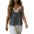 thumbnail image 5 of FDGIU Women's Lace Trim V Neck Spaghetti Strap Camisole, Crinkled Woven Loose Sleeveless Casual Tank Top, 5 of 7