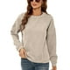 thumbnail image 2 of Sudadera De Pana De Manga Larga Con Cuello Redondo Para Mujer, Jersey Con Hombros Caídos De Color Puro, Tops, 2 of 8