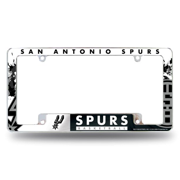 San Antonio NBA Spurs Chrome Metal License Plate Frame with Bold Full