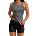 thumbnail image 6 of Bosfbaoi 2-Piece Swimsuit for Women Striped Tankini Womens Swimsuits Racerback Tank Top Boyshort Bathing Suits, 6 of 9