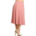 thumbnail image 2 of Women's Plus Size A-Line High Waist Elastic Band Pleated Solid Midi Skirt, 2 of 5
