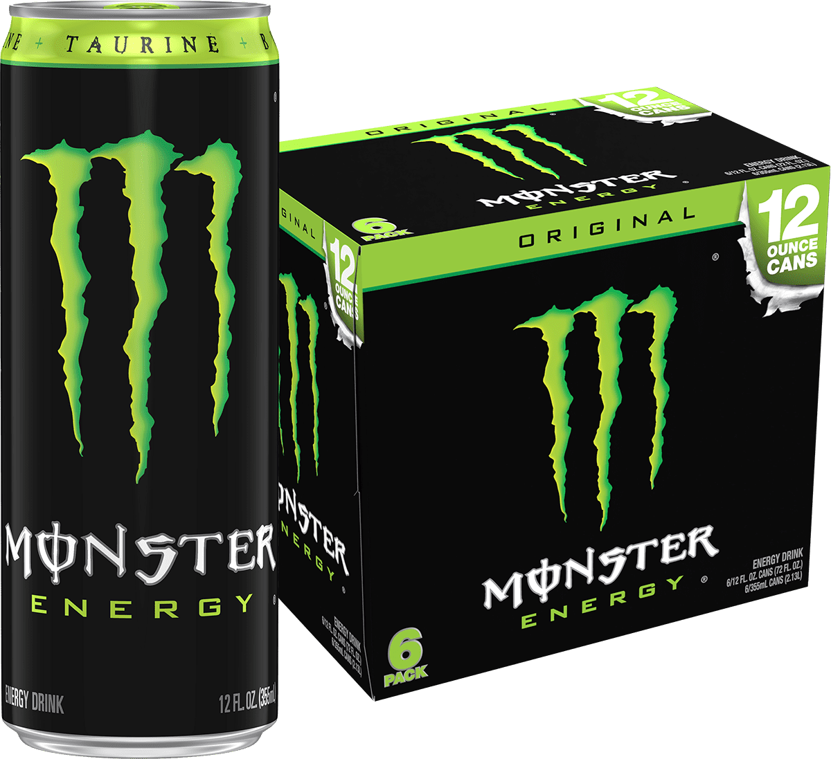 Monster Energy, Original, Energy Drink, 12 fl oz, 6 Pack