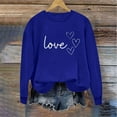 thumbnail image 2 of Graphic Sweatshirts for Women Love Print Round Neck Long Sleeve Cozy Tunic Tops Classic-Fitted Pullover Shirts (Blue,XL), 2 of 5