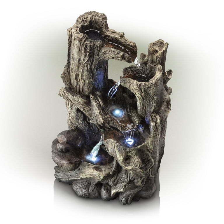Alpine Corporation 5-Tier Rainforest Tree Trunk Water Fountain with LED Lights Alpine Corporation 5-Tier Rainforest Tree Trunk Water Fountain with LED Lights