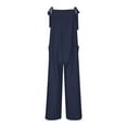 thumbnail image 5 of ABATAB Overalls for Women Baggy Wide Leg Cotton Linen Jumpsuit Sleeveless Long Palazzo Pants Summer Rompers with Pockets, 5 of 6