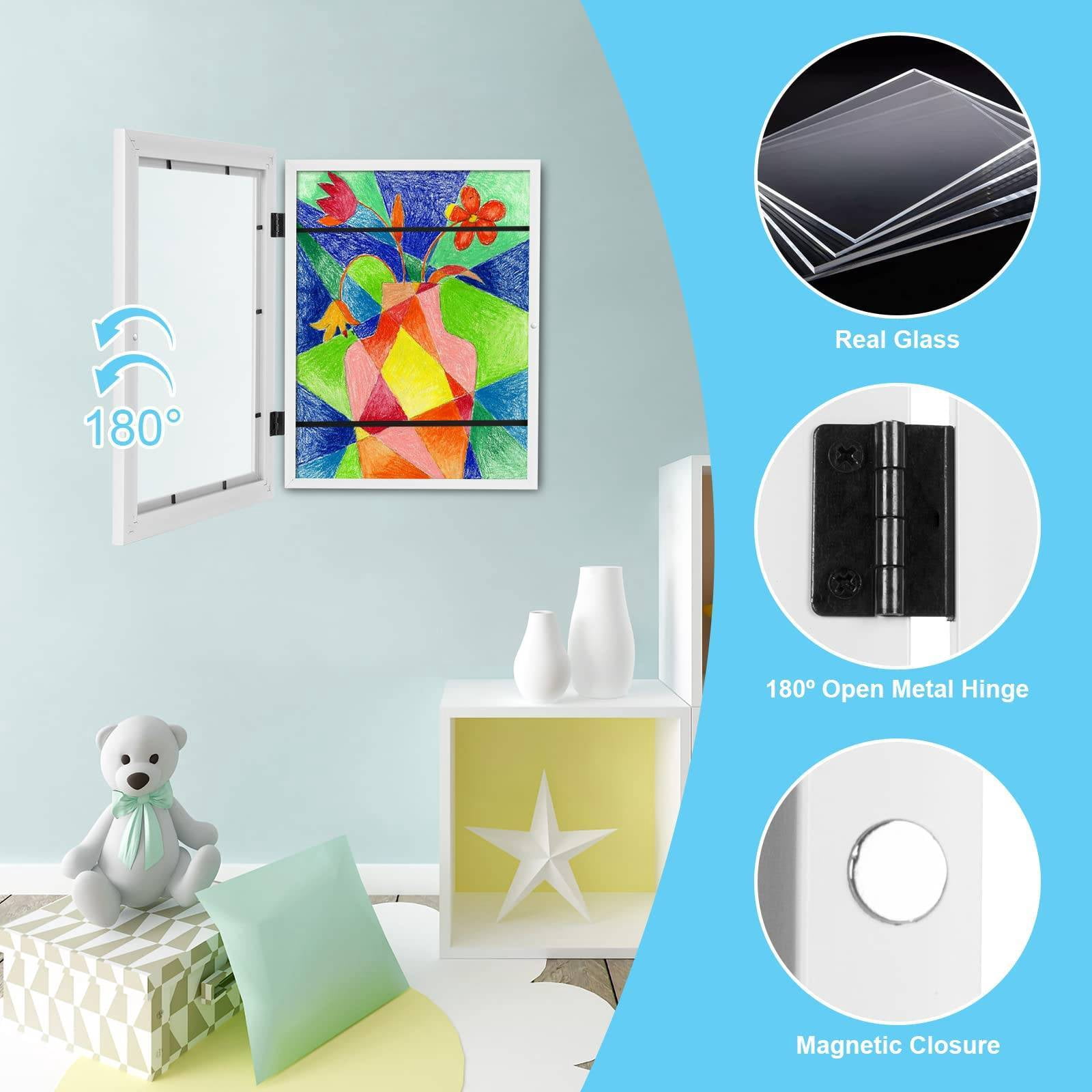 WSBArt Kids Art Frames, 8.5x11 Front Opening Kids Artwork Frames Changeable,Artwork Display Storage Frame for Wall,Holds 50 Pcs,for 3D Picture,A4 Art-Work,Crafts,Children Drawing,Hanging Art,Portfolio