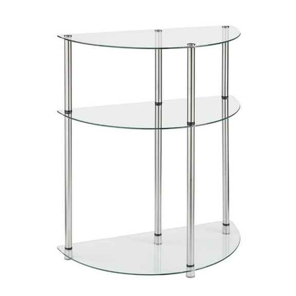 Pemberly Row Contemporary Three-Tier Clear Glass Accent Table