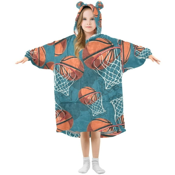 joogoo Wearable Blanket Hoodie for Basketball-a1 Oversized Sherpa Hooded 3-14 YR M