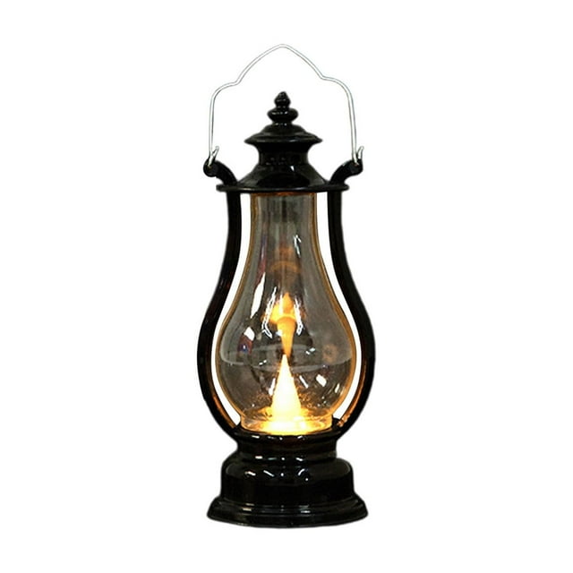 Black Led Electronic Candle Lamp Lantern Windproof Flameless Battery Operated Night Light For Holiday Decor Home Tabletop Accent