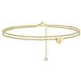 thumbnail image 1 of Fiudx Pulseras de Playa con Inicial de Corazón para Mujer (2022), Delicadas Tobilleras En Capas Bañadas En Oro de 14 Quilates, con Inicial de Letra y Corazón, Joyería de Playa., 1 of 2