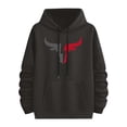 thumbnail image 4 of Valora Men Sweatshirt Men's Hoodies Sweatshirts Casual Bull Head Graphic Drawstring Pullover Hoodie for Everyday Comfort and Versatility Dark Gray XS, 4 of 5