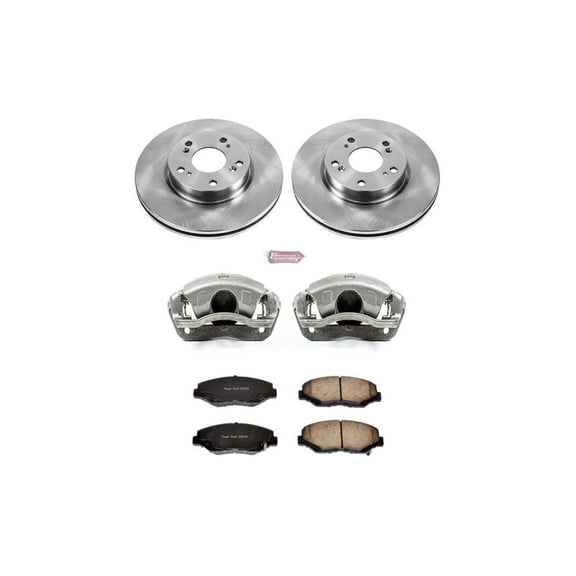 PowerStop Front Stock Replacement Brake Pad and Rotor Kit with Calipers Fits: ACURA HONDA Select Models KCOE6490
