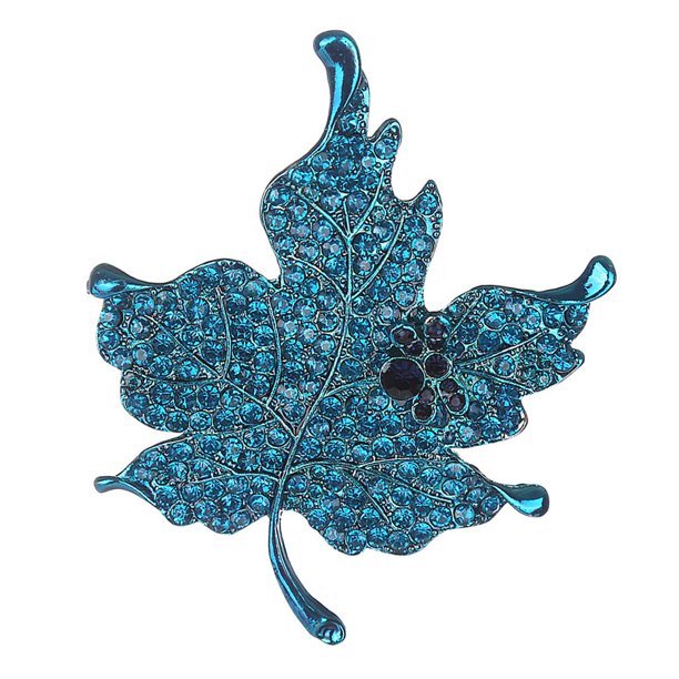 Damas Rhinestone Pin De Solapa Flores De Cristal Broche De Arce Boda Joyería Nupcial Joyería De Moda Azul Yinane Broche