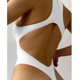 thumbnail image 3 of Mujer Camiseta Sin Mangas Body Escote en U Profundo Sin Mangas Sin Espalda Elástico Adelgazante Color Sólido Punto Una Pieza Camiseta Sin Mangas Mono L Blanco, 3 of 6