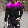 thumbnail image 2 of Hinvhai Print Men's T-Shirt Casual Round Neck Long Sleeve Pullover Fashion Lightweight Comfy Tees Tunic Tops Purple 10(XL), 2 of 5