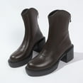 thumbnail image 4 of Brown Female Short Boots With Chunky Heel Supportive Arch For Walking And Standing In Comfort All Day, 4 of 7