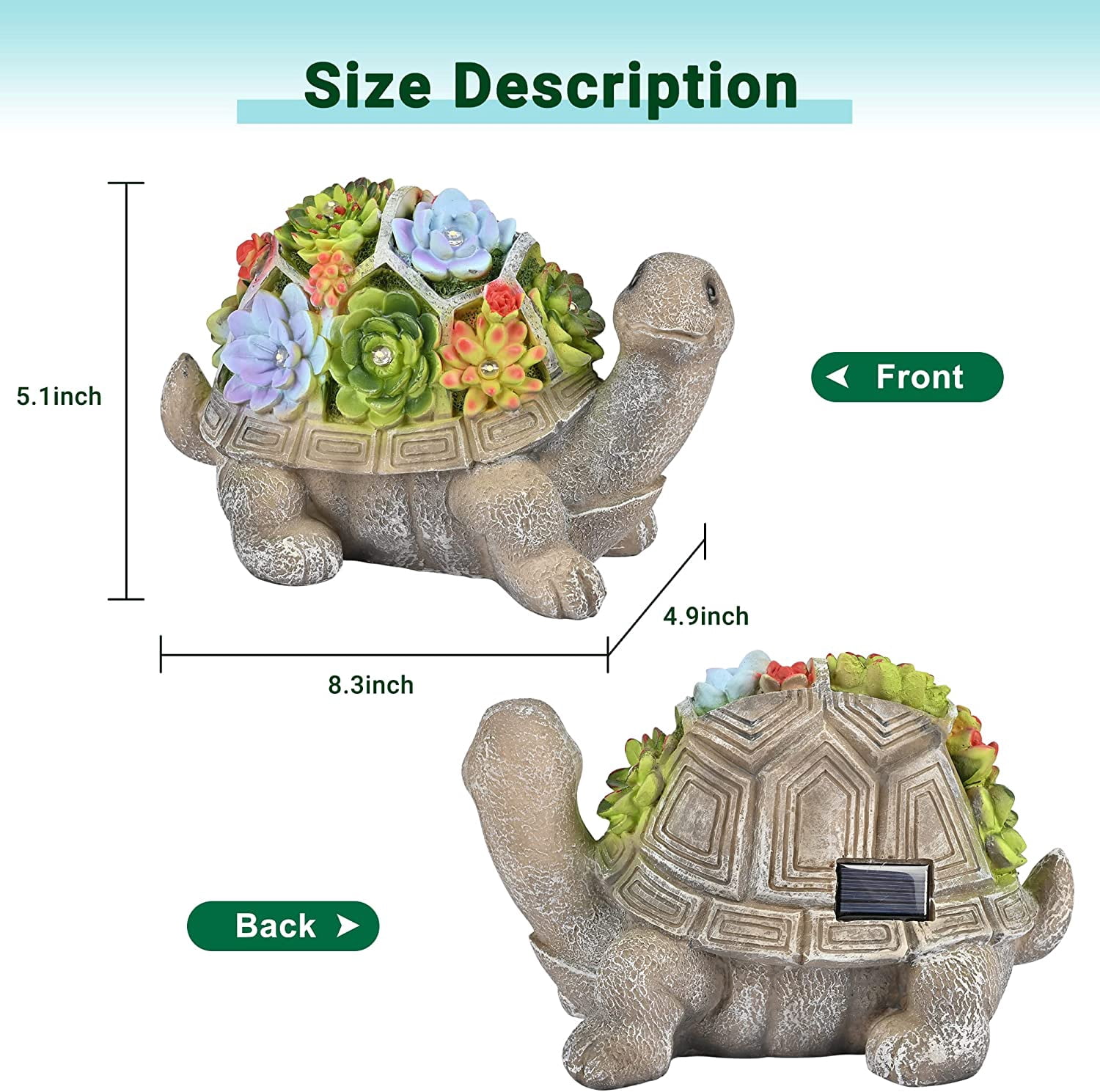 SQHQ Solar Garden Statues Turtle Figurine Lights for Outside, Yard Decorations Outdoor, Garden Decor Unique Birthday Housewarming Gifts for Mom, Women for Mothers Day
