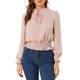 thumbnail image 1 of Blusa casual de manga farol con estampado floral de Allegra K para mujer, color rosa, talla XS, 1 of 7