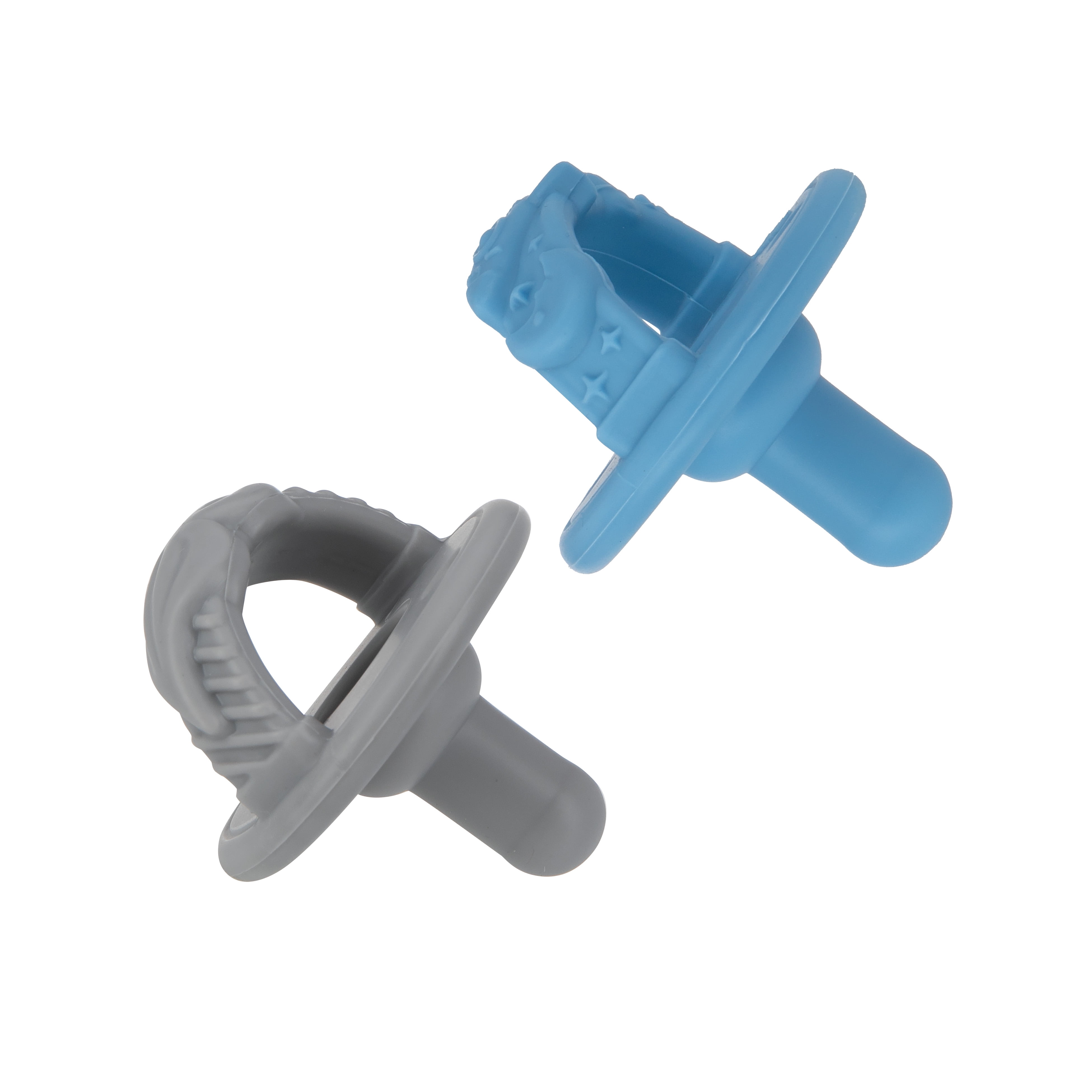 Nuby 2pk 3 D Silicone Soothing Pacifier Rocket Mustache