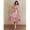 Pink-M, variant on Pink Dress With Short Sleeve And Ruffled Hem