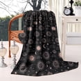 thumbnail image 2 of Black Sun Moon Cloud Planet Pattern Blanket,Comfortable Soft Flannel Throw Blanket,All Season,Warm Lightweight Blankets for Sofa Bed Couch Living Room Chair,60"x80", 2 of 4