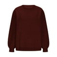 thumbnail image 4 of RYRJJ Oversized Sweaters for Women Long Sleeve Crew Neck Pullover Sweater Casual Fall Heathered Knit Tops Fashion(Wine,M), 4 of 5