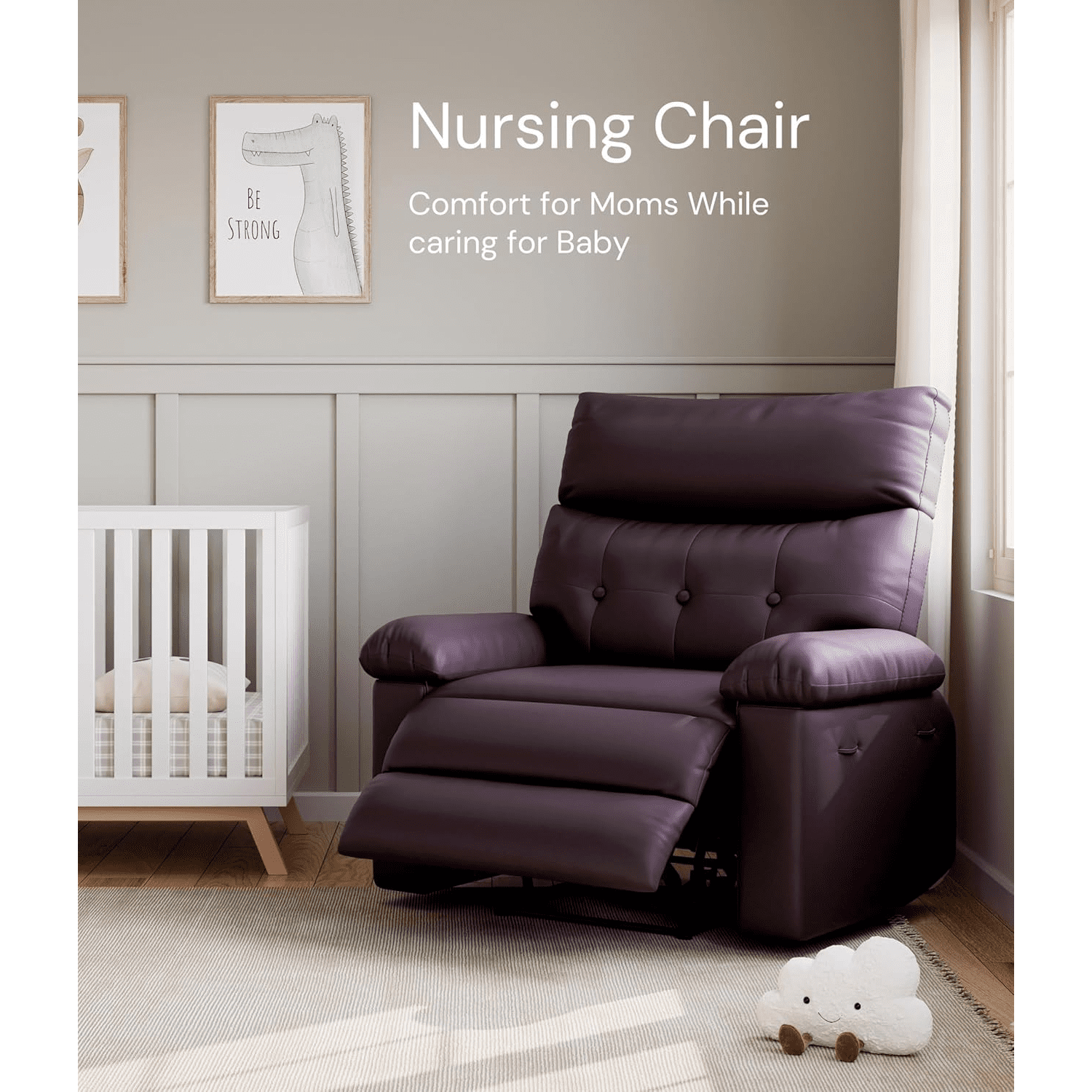 Oversized Manual Recliner Chairs for Adults, PU Leather Small Recliner Chair with 90° - 150° Adjustable Back,Lazy Boy Single Sofa Chairs for Small Space
