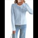thumbnail image 3 of Suéteres Tipo Cárdigan de Punto para Mujer, de Principios de Otoño, de Larga, con Abertura Frontal y Botones, Chaqueta Corta Informal de Moda. Azul M, 3 of 9