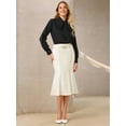 thumbnail image 2 of DARING DIVA Women Fishtail High Waist Belted Work Midi Mermaid Skirts XL White, 2 of 7