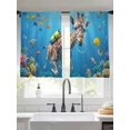 thumbnail image 2 of Funny Giraffes Diving Sheer Curtains 2 Panels Set Seafloor Corals Fish Oceans Modern Sheer Window Curtains Light Filtering Rod Pocket Voile Drapes for Bedroom Living Room 52"x54", 2 of 8