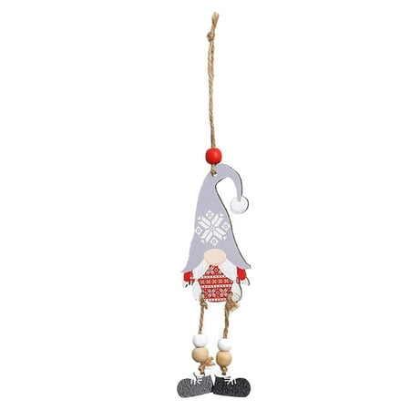

Linyer Wood Christmas Hanging Pendant Cute Replacement Santa Claus Faceless Doll Home Wreath Fireplace Decor Ornament Accessories Grey