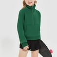 thumbnail image 5 of Sopiago Kids Sweatshirts Girls Long Sleeve Pullover Crop Tops Kids Lightweight Fleece Fashion Winter Half Zip Sweatshirt Green,11-12 Years, 5 of 7