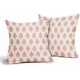 thumbnail image 4 of Pink Floral Block Print Pillow Covers 18x18 Set of 2 Spring Flower Pattern Decorative Throw Pillowcases Outdoor Rustic Farmhouse Square Cushion Cases Decor for Home Couch Sofa Bed, 4 of 7