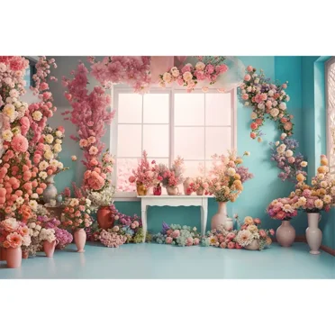 Purple Hanging Arch Flowers Backdrop Rural Door Frame Window Curtain Background Childr Birthday Party Photoz