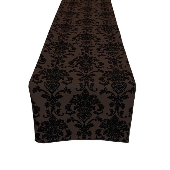 Poplin Damask Table Runner Brown