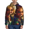 thumbnail image 2 of Lsque Chucky Pattern Casual Men's Hoodie,Hooded Sweatshirt with Kangaroo Pocket,Pullover Hoodie-Medium, 2 of 8